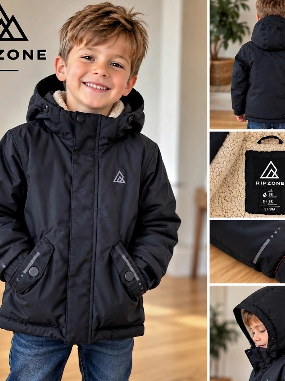 RIPZONE Kids Black Winter Jacket, Size 3T